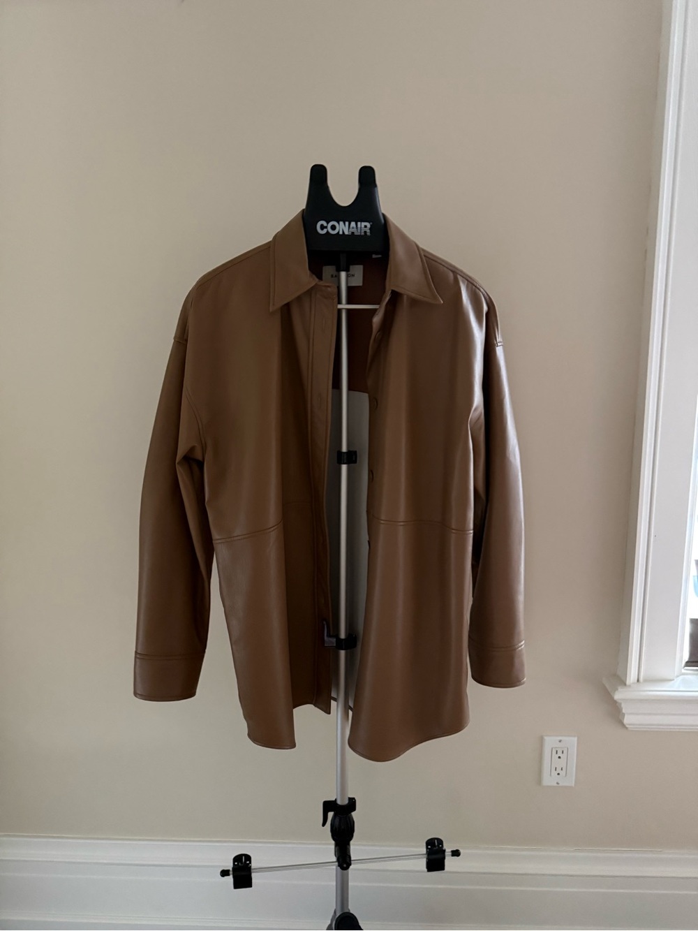 New babaton Vegan Leather Shirt Jacket